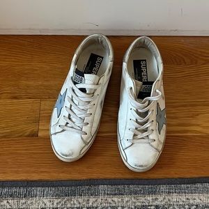 Golden Goose Superstar Sneakers, light blue and silver